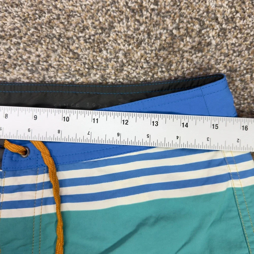 Patagonia Wavefarer Boardshorts Mens 30 Striped Blue Orange Recycled Nylon Swim